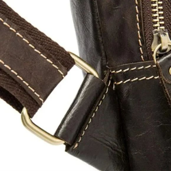 New Leather Fanny Pack, Waist Bag for Travel Outdoor Brown 09 - Picture 7 of 9